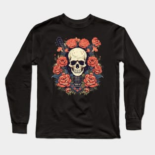 Roses Skulls And Guitars Long Sleeve T-Shirt